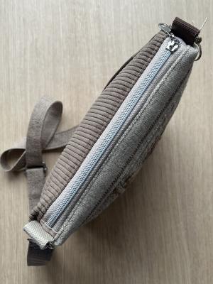 Preview: "Flickenwerk II/5" - BEIGE-BRAUN (Handgewebte Schafwolle)